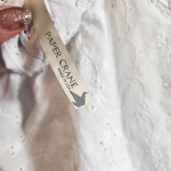 Paper Crane Eyelet Crochet Boho Sleeveless White Top - Picture 6 of 7